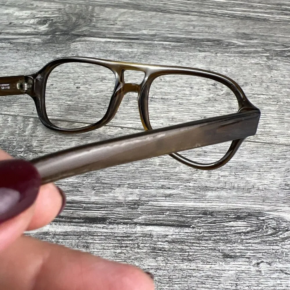Vintage T. Brogan Optyl Eyeglasses Frames ONLY Brown Aviator Germany 58-18